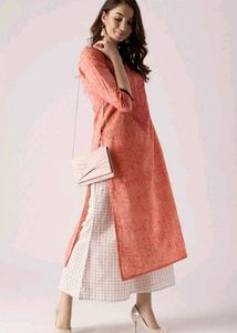 Embroidered Sharbati (Pastel Orange) Kurta