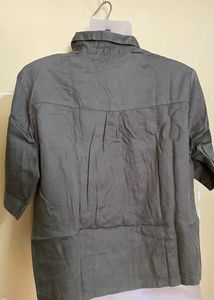 Olive High Low Shirt With Big Pockets