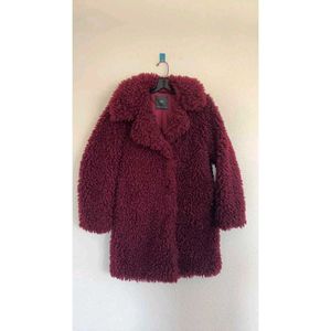 Zara Burgundy Faux Fur Overcoat