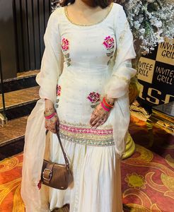 Elegant Off White Embroidered Garara Set