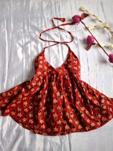 Boho Chic Red Halter short Kurti
