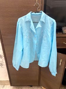 Blue Embroidered Top