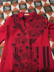 Red Printed Winter wear Kurta