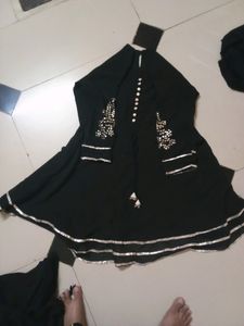 Black Beautiful Skirt With Round Short Frok Dupatt