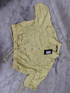 Yellow Drawstring Cropped Top