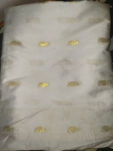 White Saree &amp; Red Border With Stitched Blouse