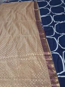 Purple &amp; Beige Embellished Saree