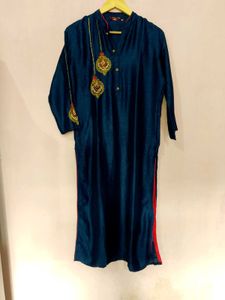 Elegant Embroidered Navy Blue Kurti