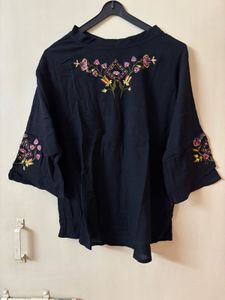 Black Embroidered Top