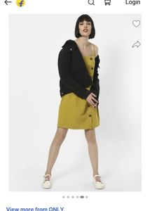 ONLY Yellow Button-Front Mini Dress