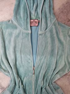 Authentic Juicy Couture Velour Coral Blue Hoodie