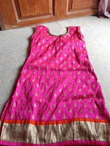 Pink & Gold Embroidered Kurti