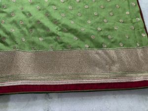 Elegant Olive  Green Embroidery Saree