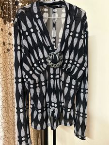 Vintage Black & White Sheer Top