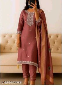 mauve pink embroidered straight kurta pant dupatta