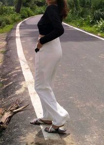 White Wide Leg Pant And Black Top