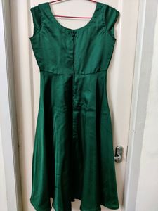 Emerald Green Satin Midi Dress