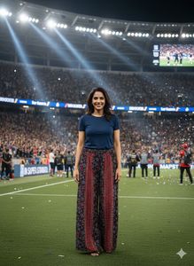 🤩Boho Queen Alert!Indigo &amp; Red Flared Palazzo💃✨