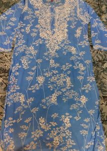 Lucknowi handwork Floral chicken kari Kurta
