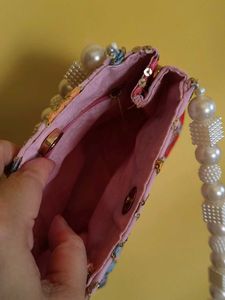 Pink Embroidered Handbag