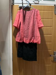 Coral &amp; Black Dress