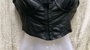 Black Faux Leather Bralette