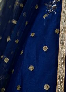 Navy blue Chinese collar kurta set