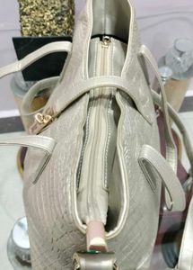 Metallic Croc-Embossed Tote