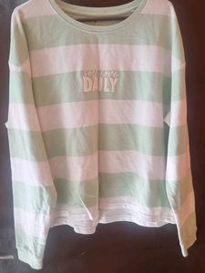 Striped Long Sleeve Top cutesy light green with wh