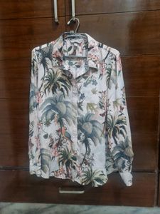 H&amp;M Premium Beautiful Forest Print Satin Shirt