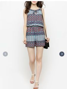 Blue Printed Sleeveless Romper – Sera Brand