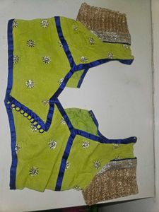 Elegant Lime Green Saree With Stiched Blouse