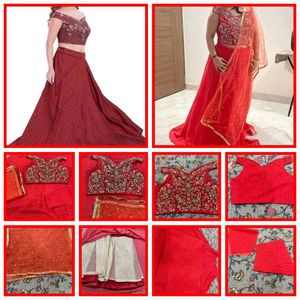 🔥 Carrot colour off shoulder lahenga 🔥