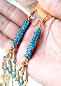 Aqua Colour Long Earrings