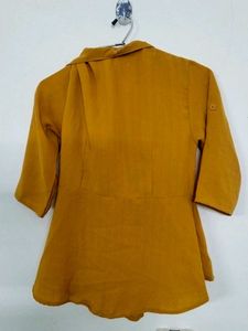 Mustard Wrap Peplum Top