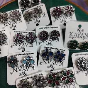 Any one (1) Oxidized Flower Stud Earrings -