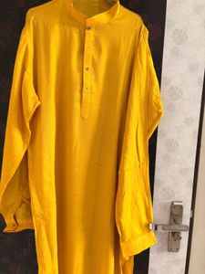 Yellow Mandarin Collar Kurta