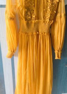 Elegant Yellow Lace Dress
