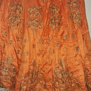 Orange &amp; Gold Embroidered Skirt