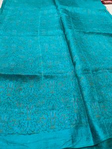 Beautiful Sea green printed silk saree