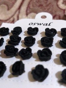 Oswal Black Stud Earrings Set Of 12