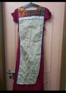 Maroon with Cream Ethnic work Kurta