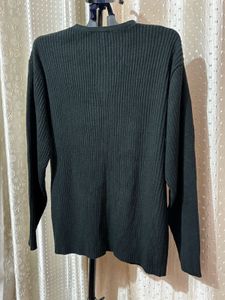 Black Zip-Up Knit Sweater