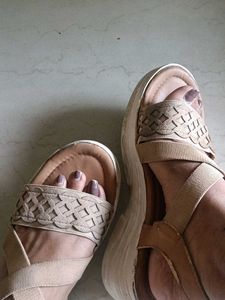 Beige Platform Sandals