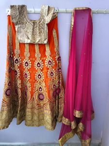 Gorgeous Pink &amp; Orange Lehenga
