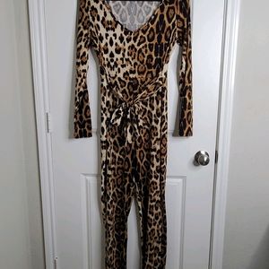Shein Leopard Print Jumpsuit Dress
