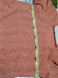 Peach Kurta set with dupatta and pant