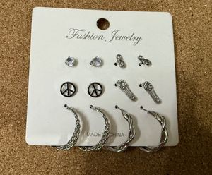 Silver Earring Set - 6 Pairs