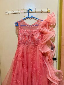 Party Wear Gown- Peach Colour