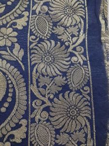 Elegant Navy Blue Floral Saree